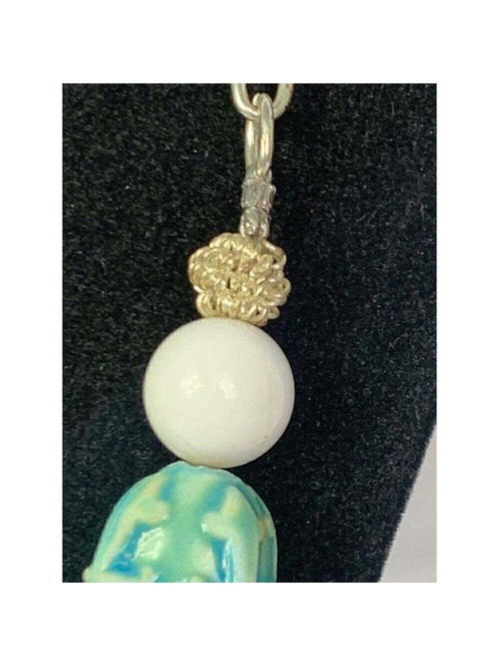Vintage Ceramic and Glass Beaded Necklace - Picture 4 of 9